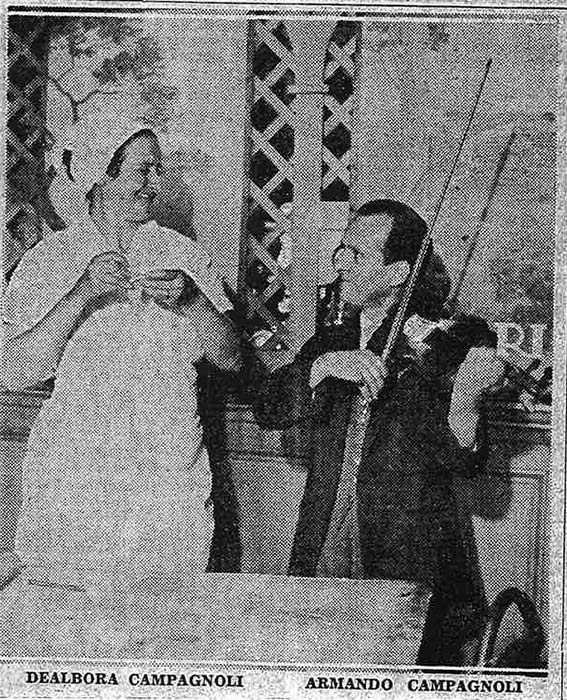 Armando and Dealbora Campagnoli entertaining diners at Campi’s Restaurant, c. 1935